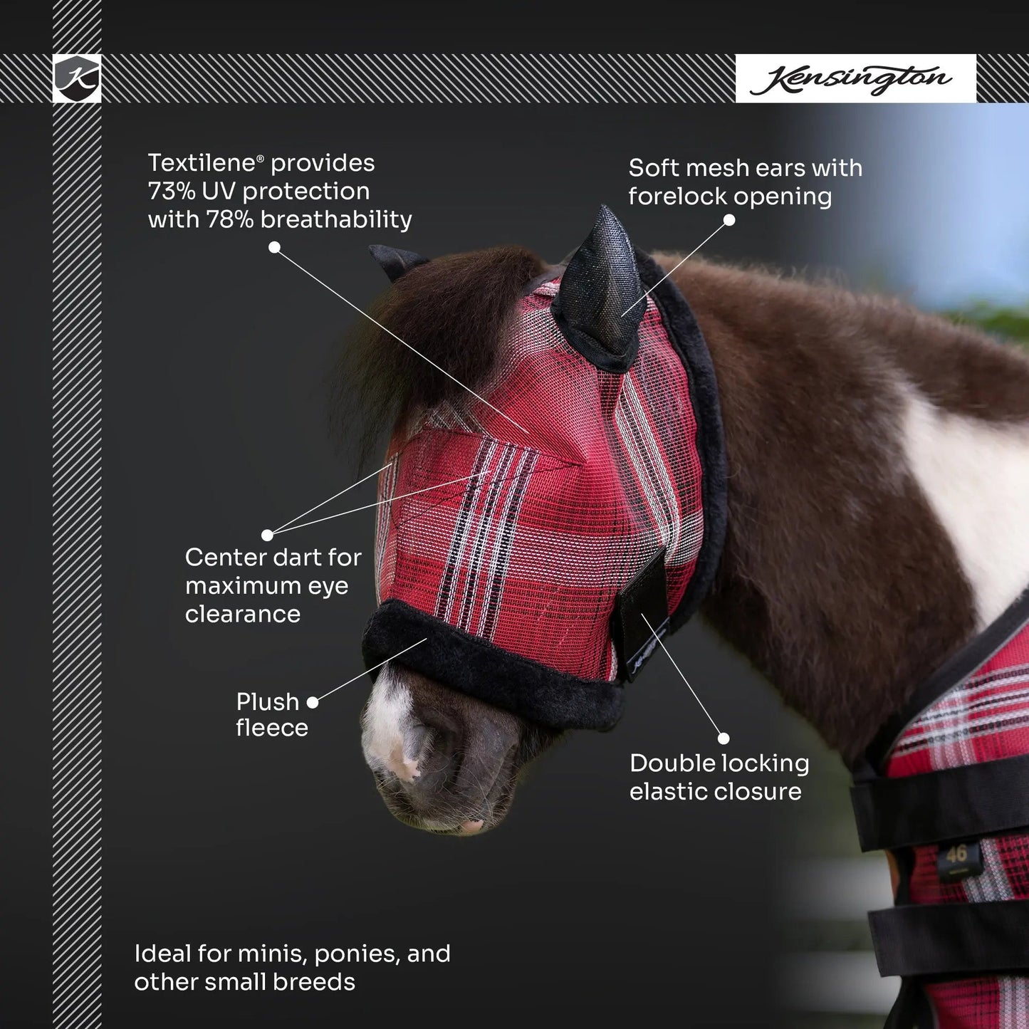 Mini Fly Mask with Fleece Trim & Ears - 73% UV Blocking - Riders Choice Supply Co