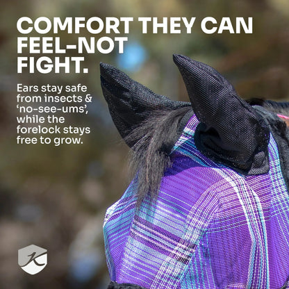 Fly Mask with Long Nose, Ears & 73% UV Protection - Riders Choice Supply Co