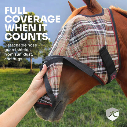 Fly Mask with Nose & 73% UV Protection - Open Top Design - Riders Choice Supply Co