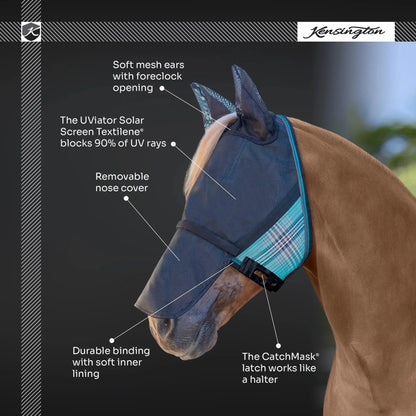 UViator CatchMask Fly Mask with Long Nose, Ears & 90% UV Protection - Riders Choice Supply Co