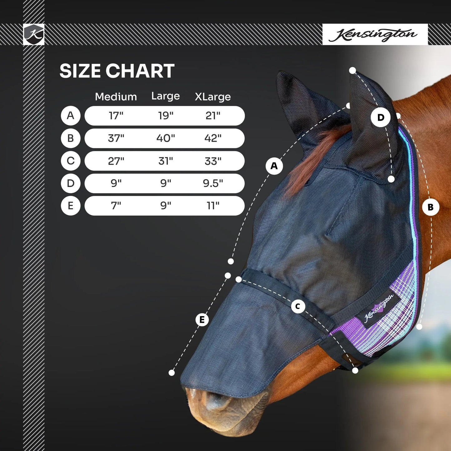 UViator CatchMask Fly Mask with Long Nose, Ears & 90% UV Protection - Riders Choice Supply Co