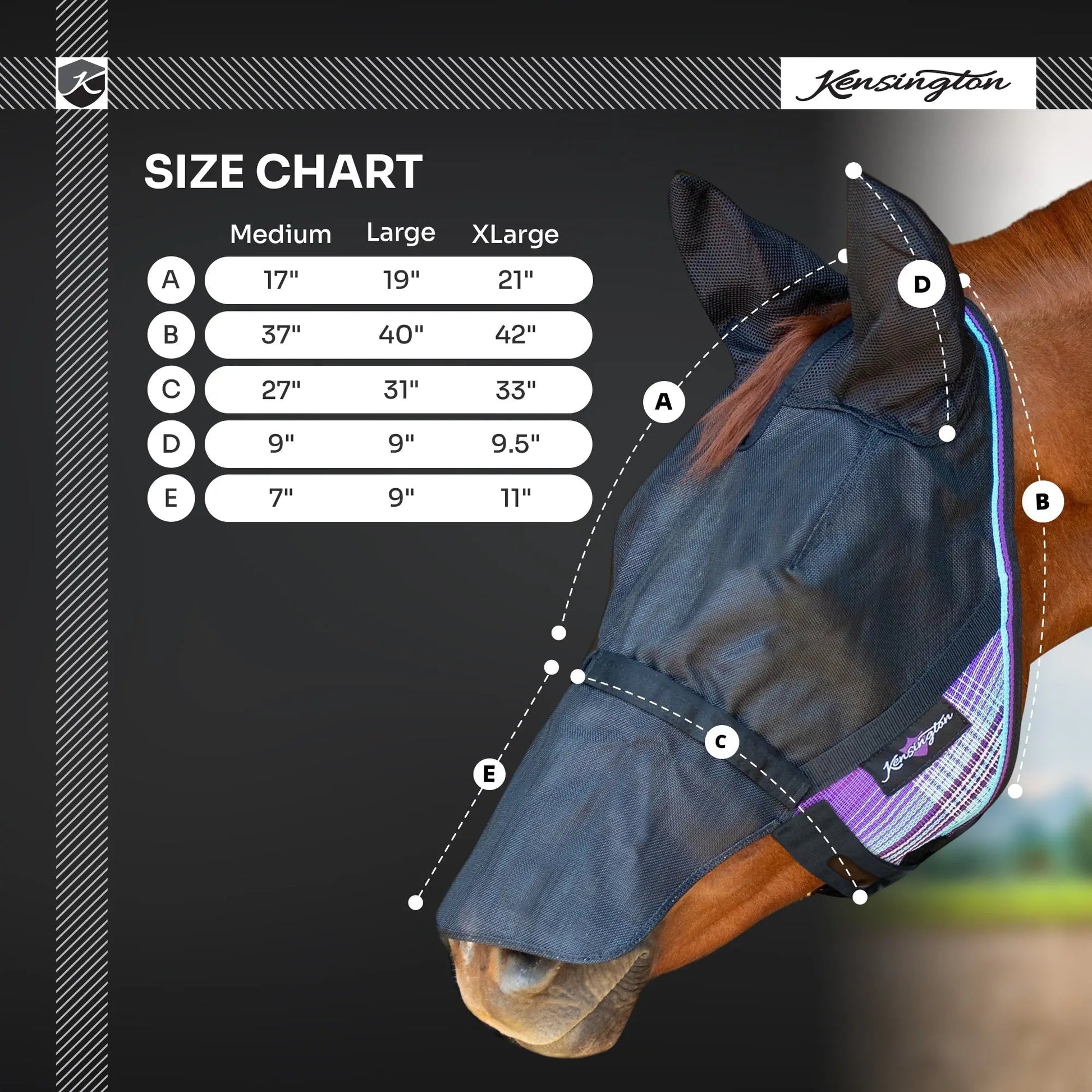 UViator CatchMask Fly Mask with Long Nose, Ears & 90% UV Protection - Riders Choice Supply Co