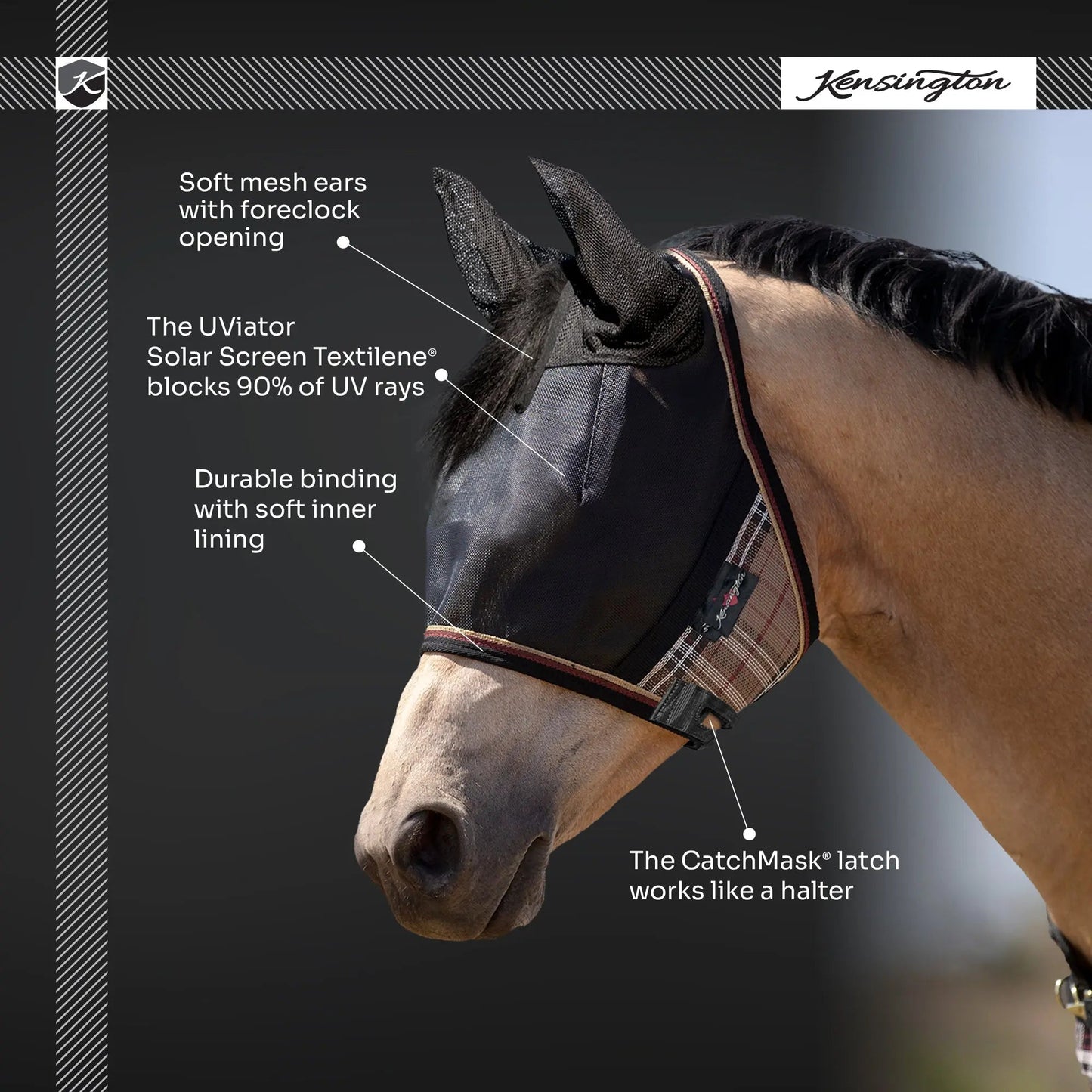 UViator CatchMask Fly Mask with Ears & 90% UV Protection - Riders Choice Supply Co