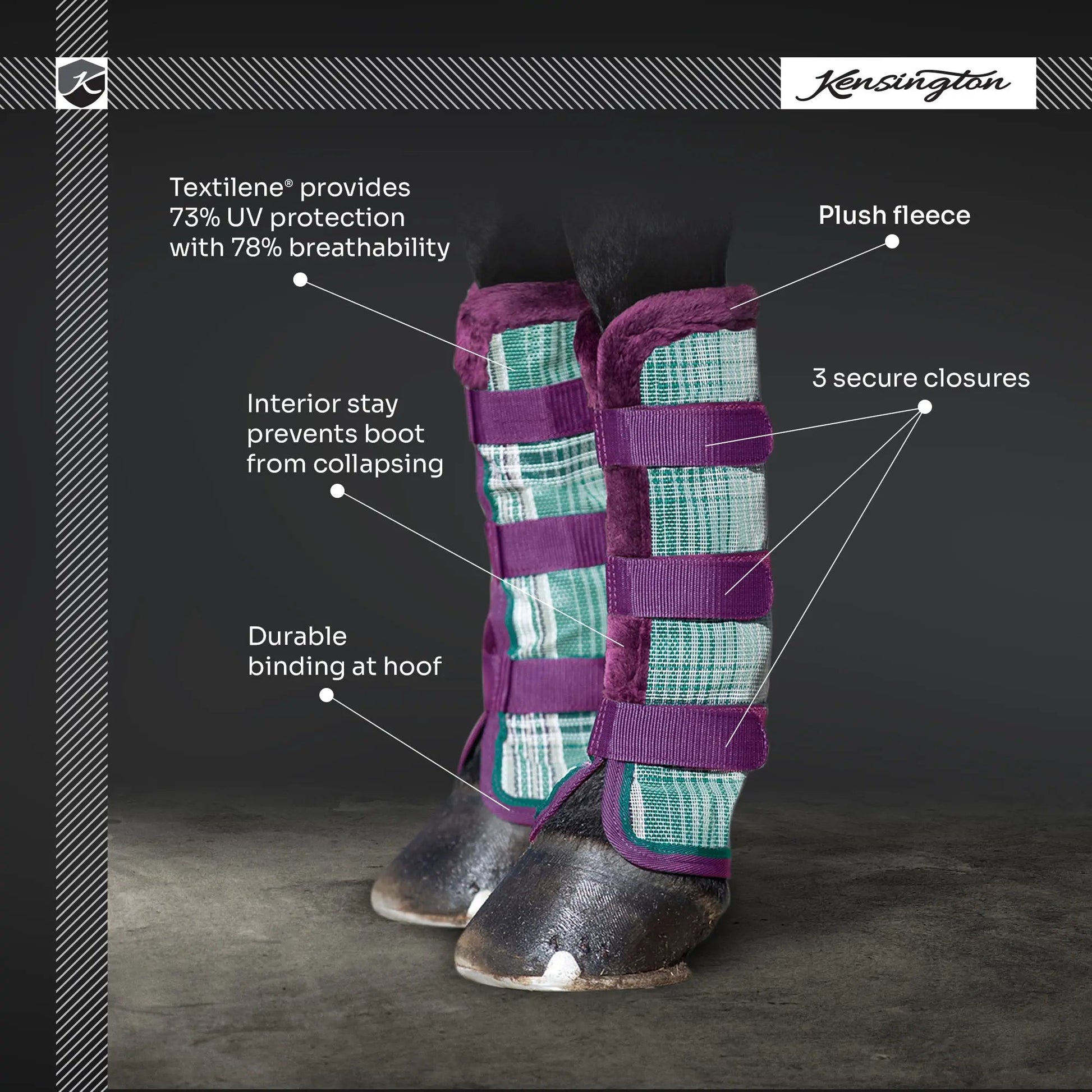 Horse Fly Boots with Fleece Trim - Set of 2 - 73% UV + Fly Protection - Riders Choice Supply Co