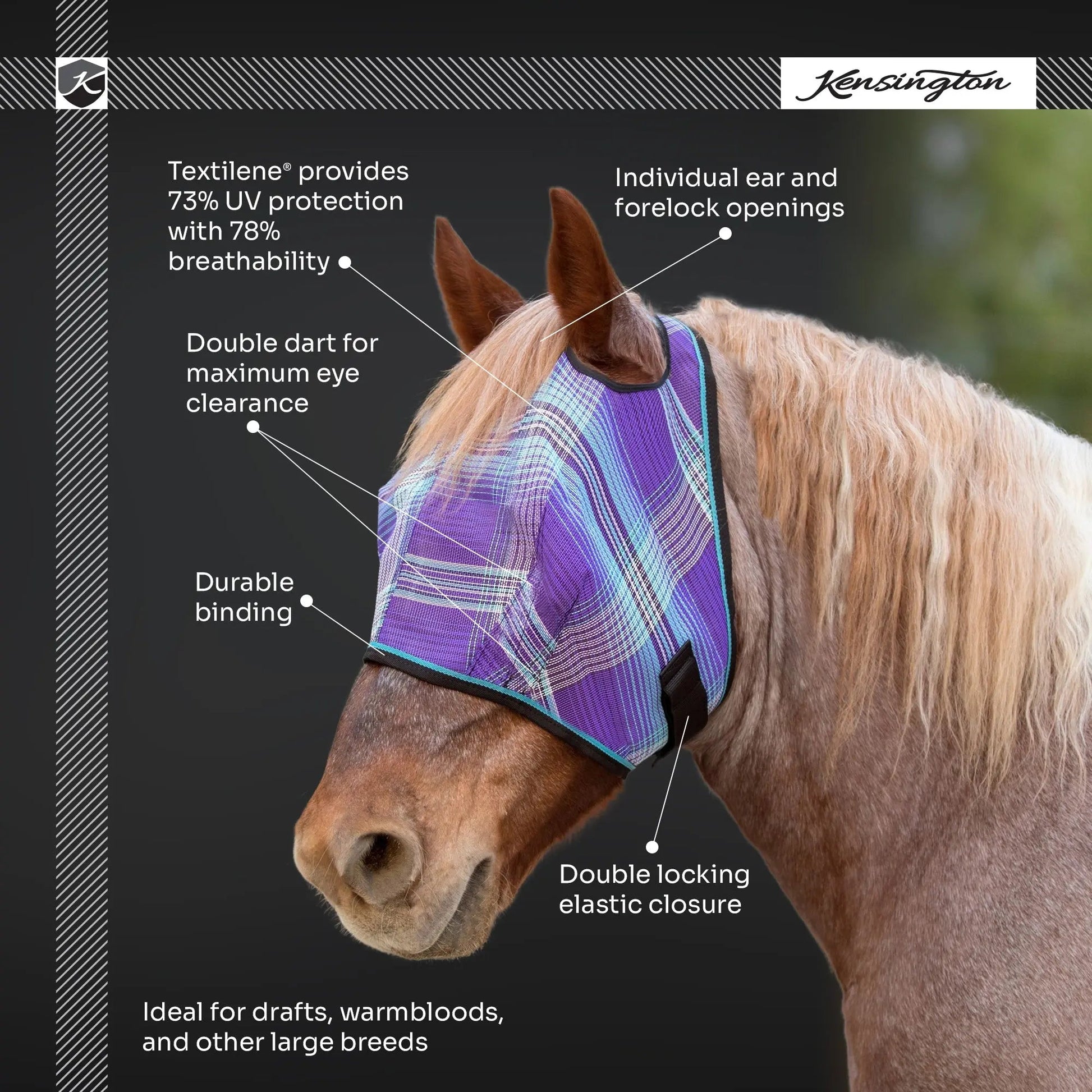 Draft Horse Fly Mask with 73% UV Protection - Riders Choice Supply Co
