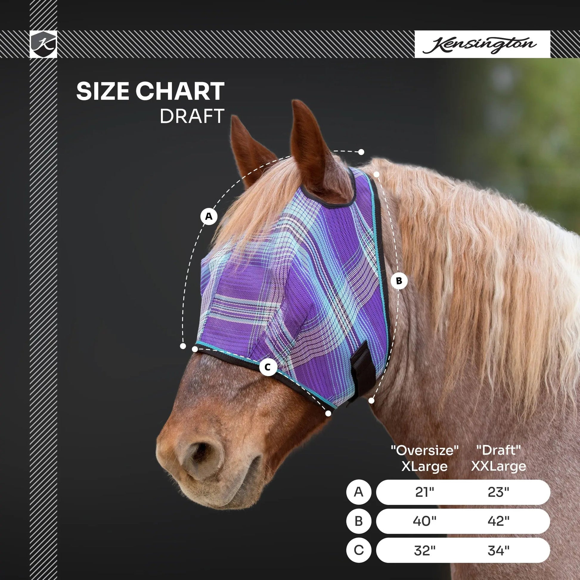 Draft Horse Fly Mask with 73% UV Protection - Riders Choice Supply Co