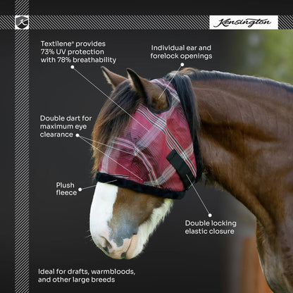 Draft Horse Fly Mask with Fleece Trim & 73% UV Protection - Riders Choice Supply Co