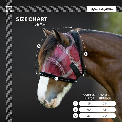 Draft Horse Fly Mask with Fleece Trim & 73% UV Protection - Riders Choice Supply Co
