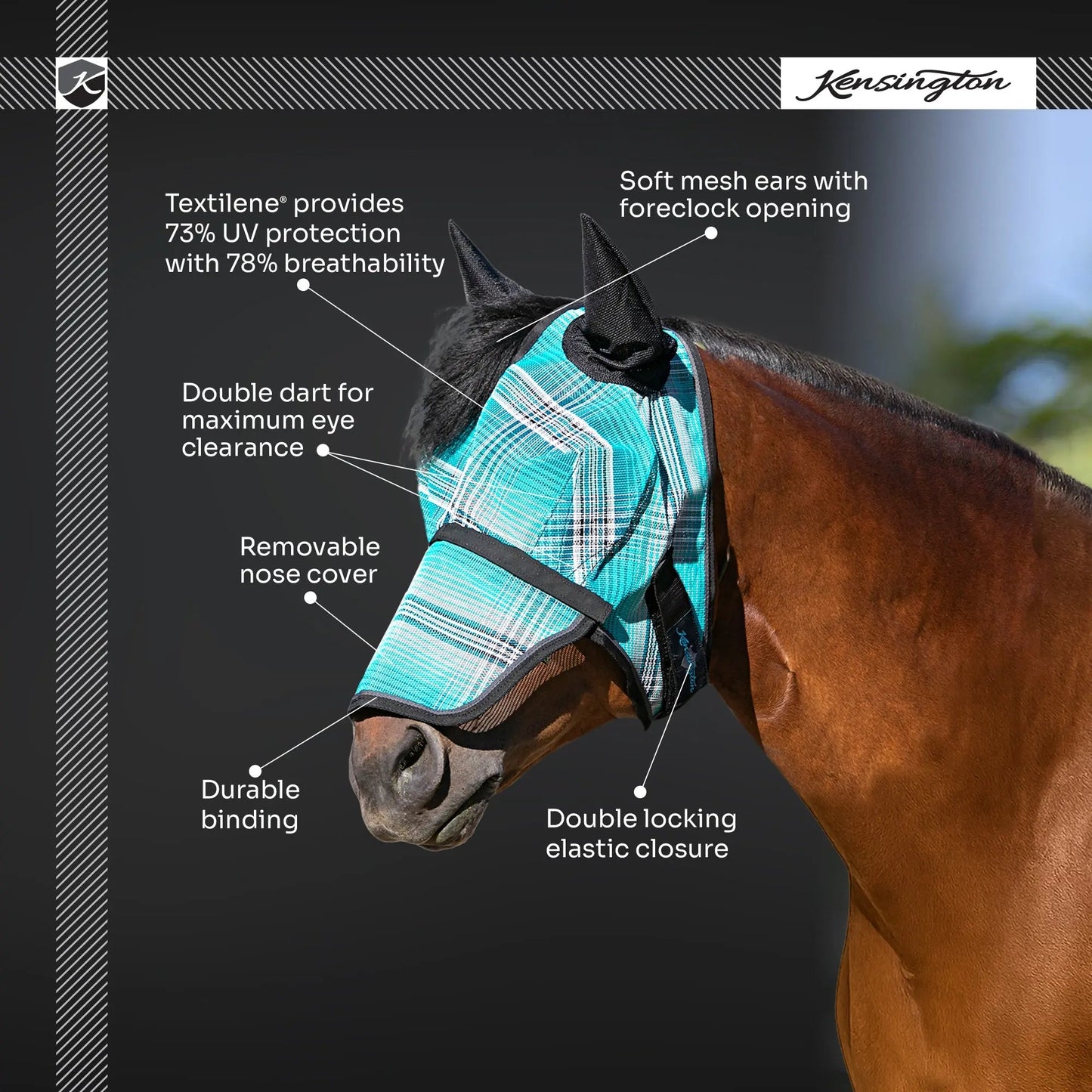 Fly Mask with Long Nose, Ears & 73% UV Protection - Riders Choice Supply Co