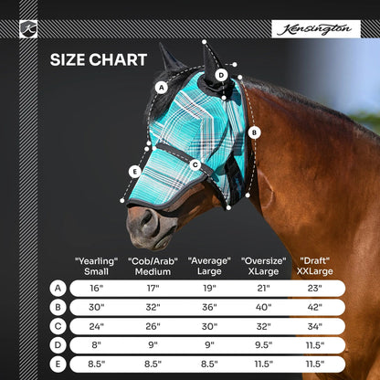 Fly Mask with Long Nose, Ears & 73% UV Protection - Riders Choice Supply Co