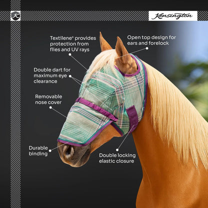 Fly Mask with Nose & 73% UV Protection - Open Top Design - Riders Choice Supply Co