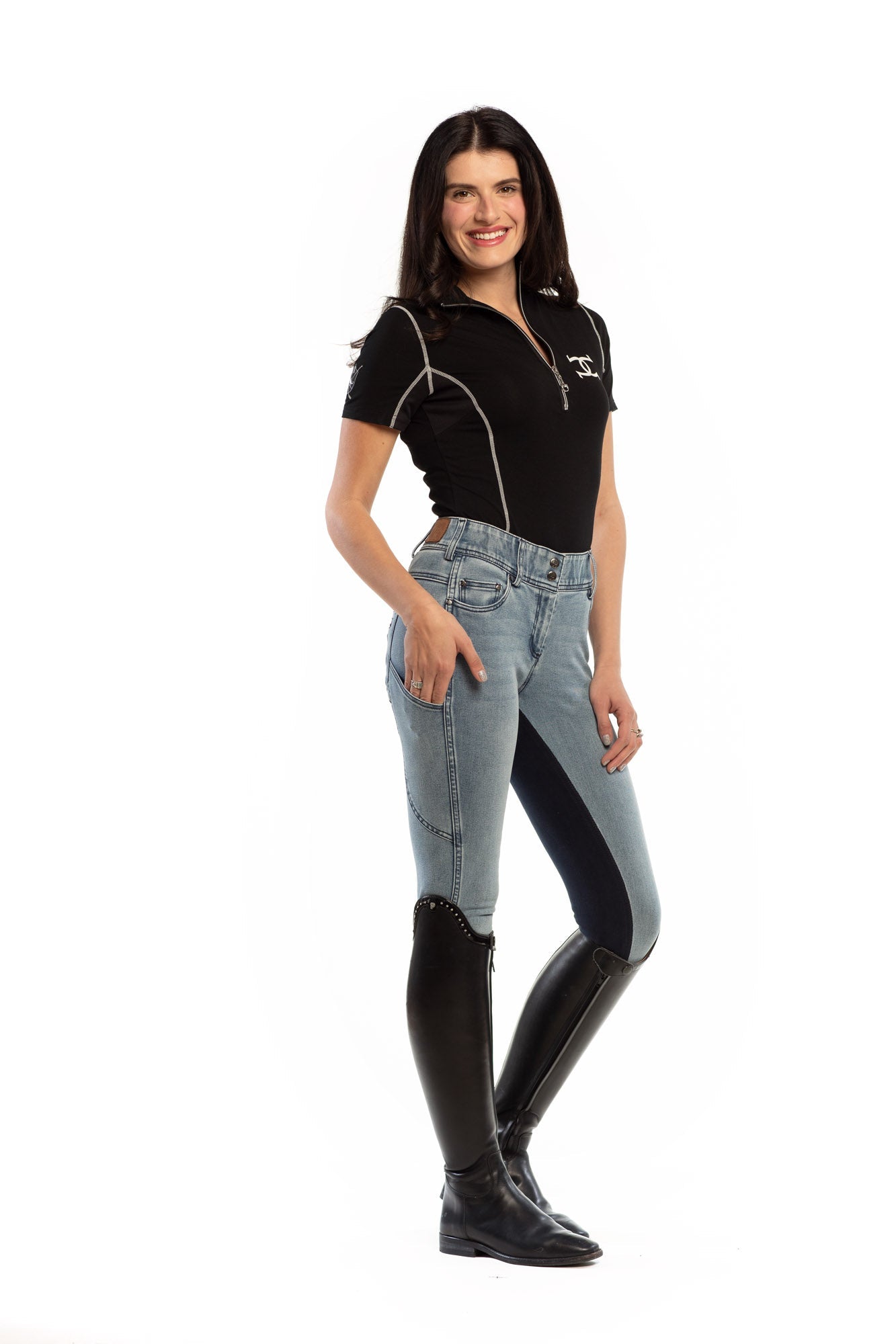 NEW Equestrian Jean - Full Seat with Cell Phone Pocket | 4-way stretch - Faded Blue - Riders Choice Supply Co