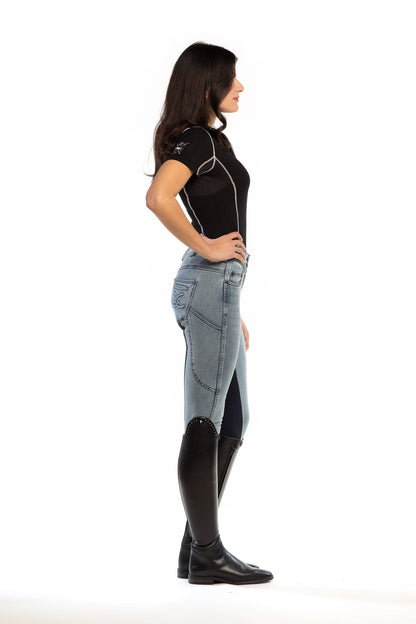 NEW Equestrian Jean - Full Seat with Cell Phone Pocket | 4-way stretch - Faded Blue - Riders Choice Supply Co