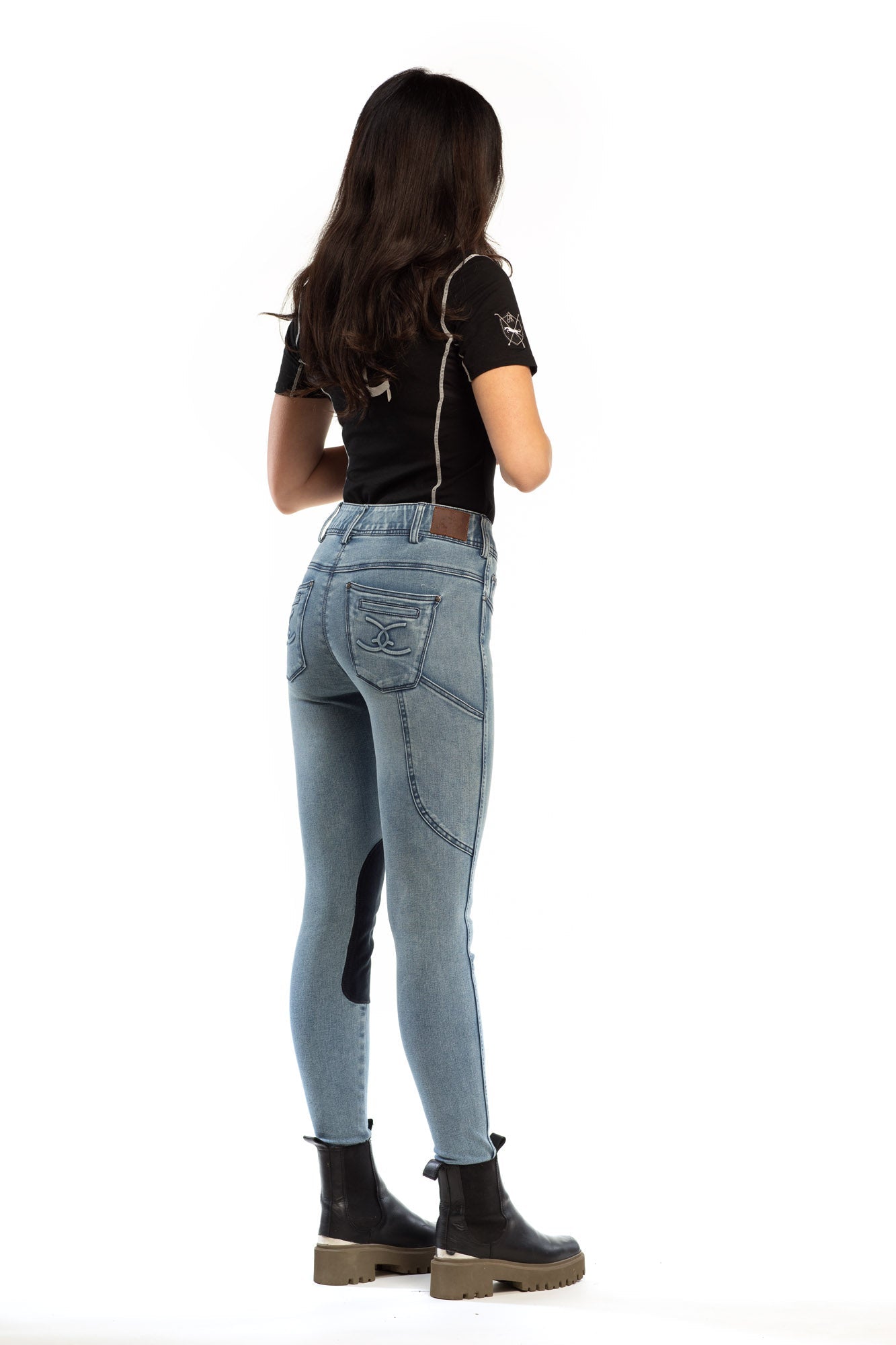 NEW Equestrian Jean - Knee Patch with Cell Phone Pocket - Faded Blue - Riders Choice Supply Co