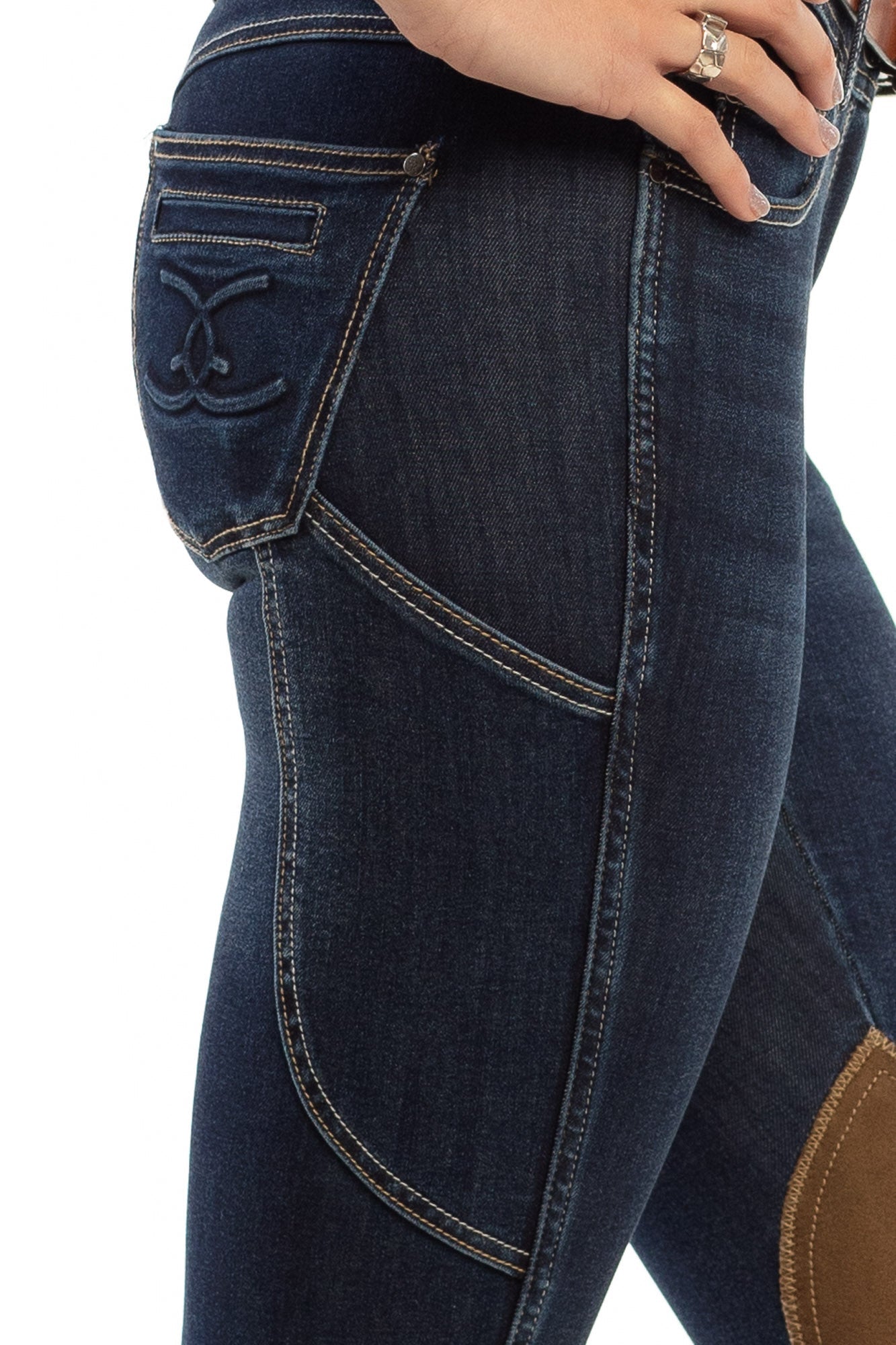 NEW Equestrian Jean - Knee Patch with Cell Phone Pocket - Vintage Wash - Riders Choice Supply Co