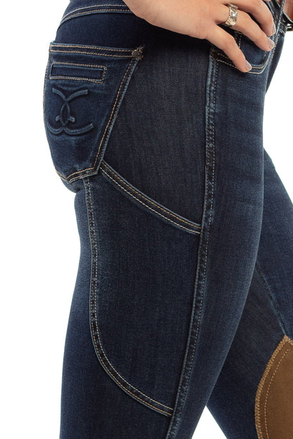 NEW Equestrian Jean - Knee Patch with Cell Phone Pocket - Vintage Wash - Riders Choice Supply Co