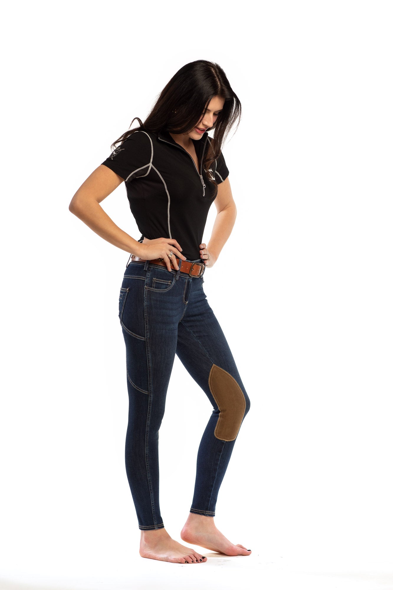 NEW Equestrian Jean - Knee Patch with Cell Phone Pocket - Vintage Wash - Riders Choice Supply Co