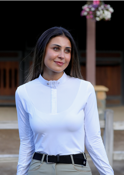 Paola - Womens Competion Shirt in White Long Sleeve - Riders Choice Supply Co