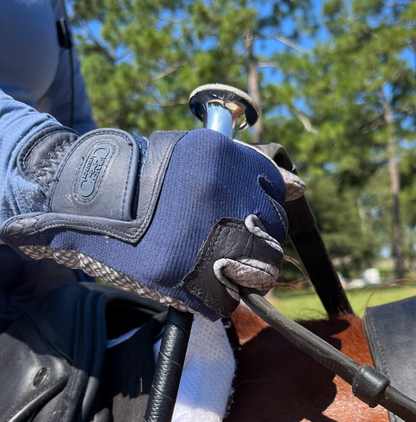 Oil-Tac Copper Tech™️ Leather Premium Riding Glove in Navy - Riders Choice Supply Co