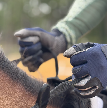 Oil-Tac Copper Tech™️ Leather Premium Riding Glove in Navy - Riders Choice Supply Co