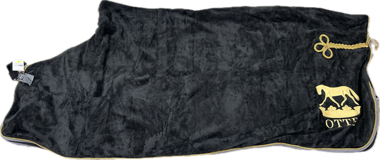 OTTB Fleece Dress Sheet Cooler 84-86" Black/Gold/Grey - Riders Choice Supply Co