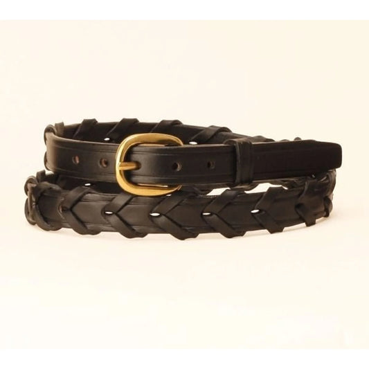 Tory 3/4In Laced Leather Belt With Brass Buckle