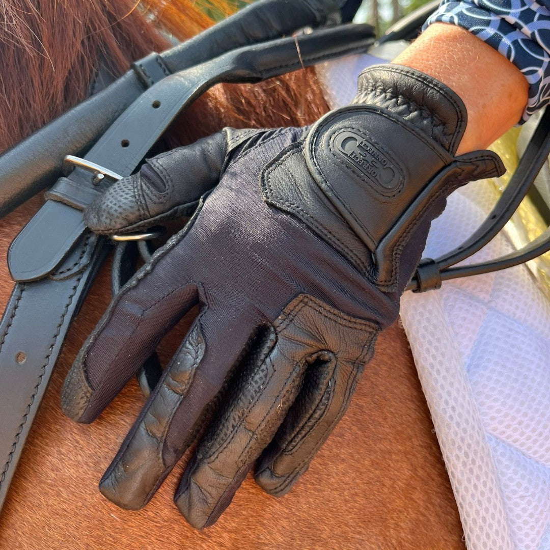 Tackified Copper Tech™️ Leather Premium Riding Glove in Black - Riders Choice Supply Co