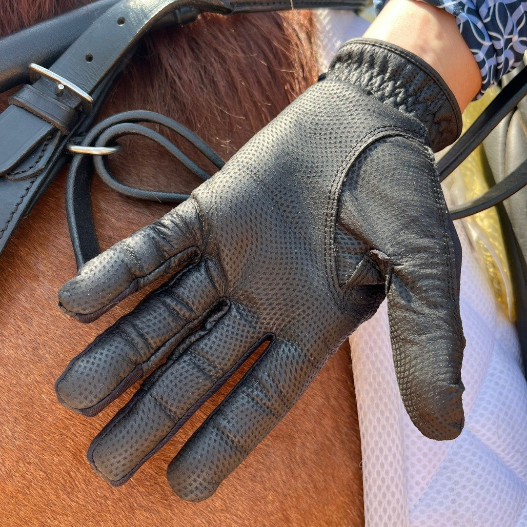 Tackified Copper Tech™️ Leather Premium Riding Glove in Black - Riders Choice Supply Co