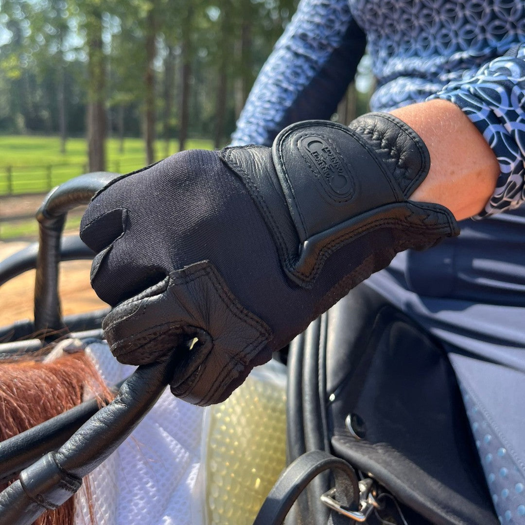 Tackified Copper Tech™️ Leather Premium Riding Glove in Black - Riders Choice Supply Co