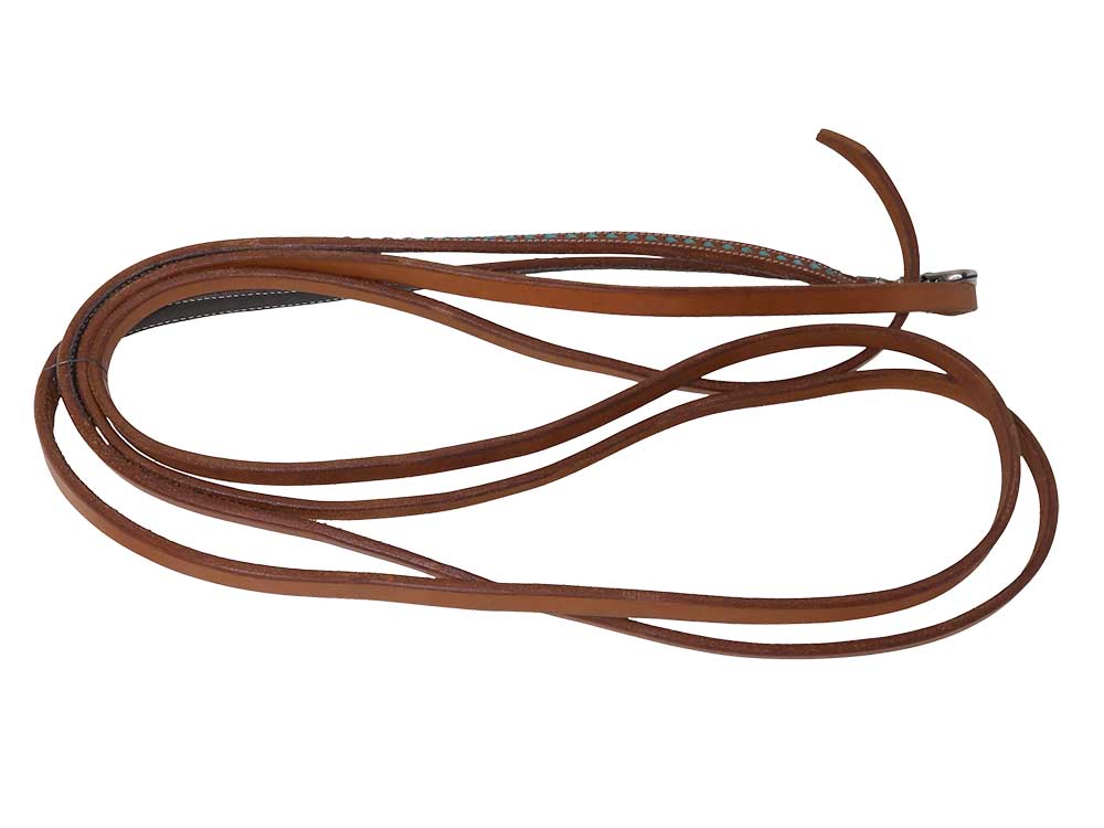 Western Split Reins with Turquoise Buckstitching - Riders Choice Supply Co