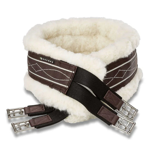 Oaklyn Terra Girth with Fancy White Stitch and Natural Fleece Liner - Riders Choice Supply Co