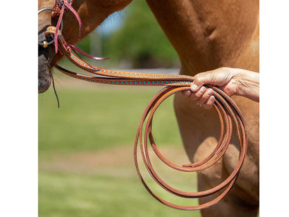 Western Split Reins with Turquoise Buckstitching - Riders Choice Supply Co