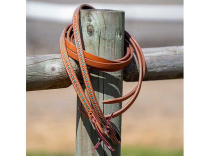 Western Split Reins with Turquoise Buckstitching - Riders Choice Supply Co