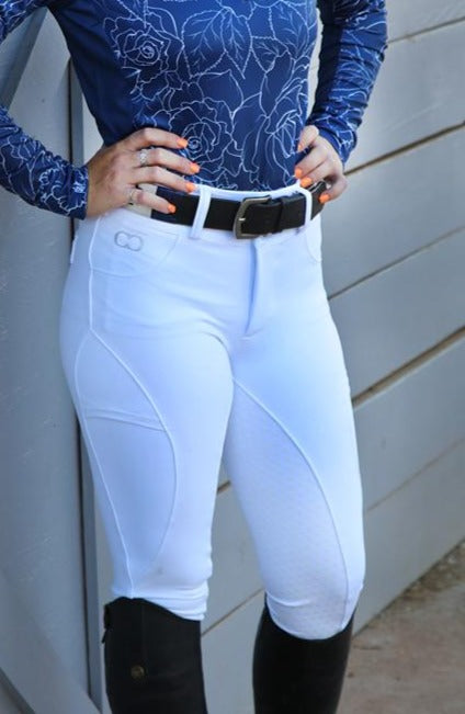 White Mid-Weight Winter Full Seat Breeches - Riders Choice Supply Co
