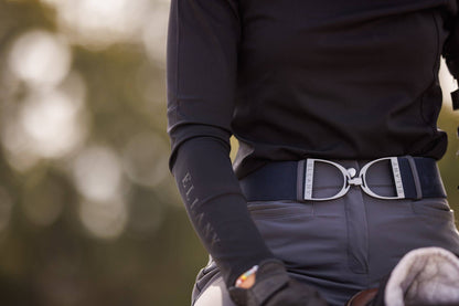Navy - 2" Gunmetal Stirrup Equestrian Elastic Belt - Riders Choice Supply Co