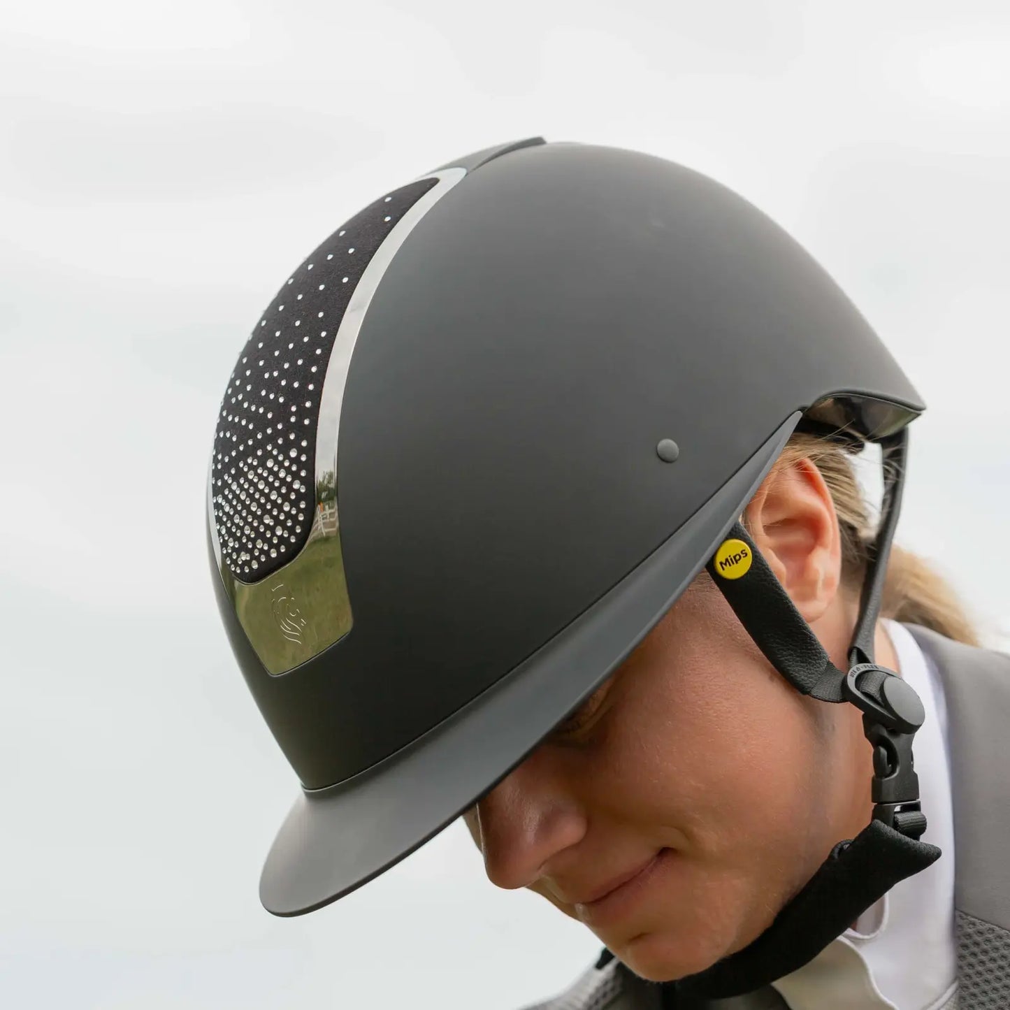 Equinavia Crown MIPS Riding Helmet, Black/Silver Crystal