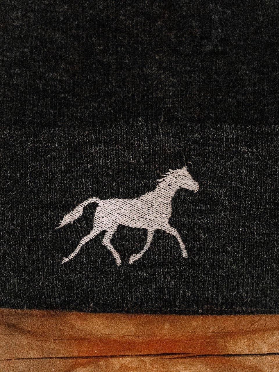 White Horse Beanie (Charcoal)