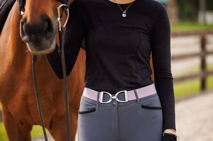 Lavender - 1.5" Silver Stirrup Equestrian Elastic Belt - Riders Choice Supply Co