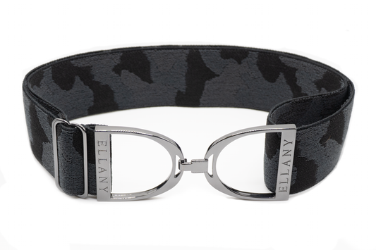 Black Camo - 2" Gunmetal Stirrup Elastic Belt