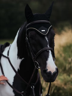 Equestrian Stockholm Ear Bonnet Black Gold - Full