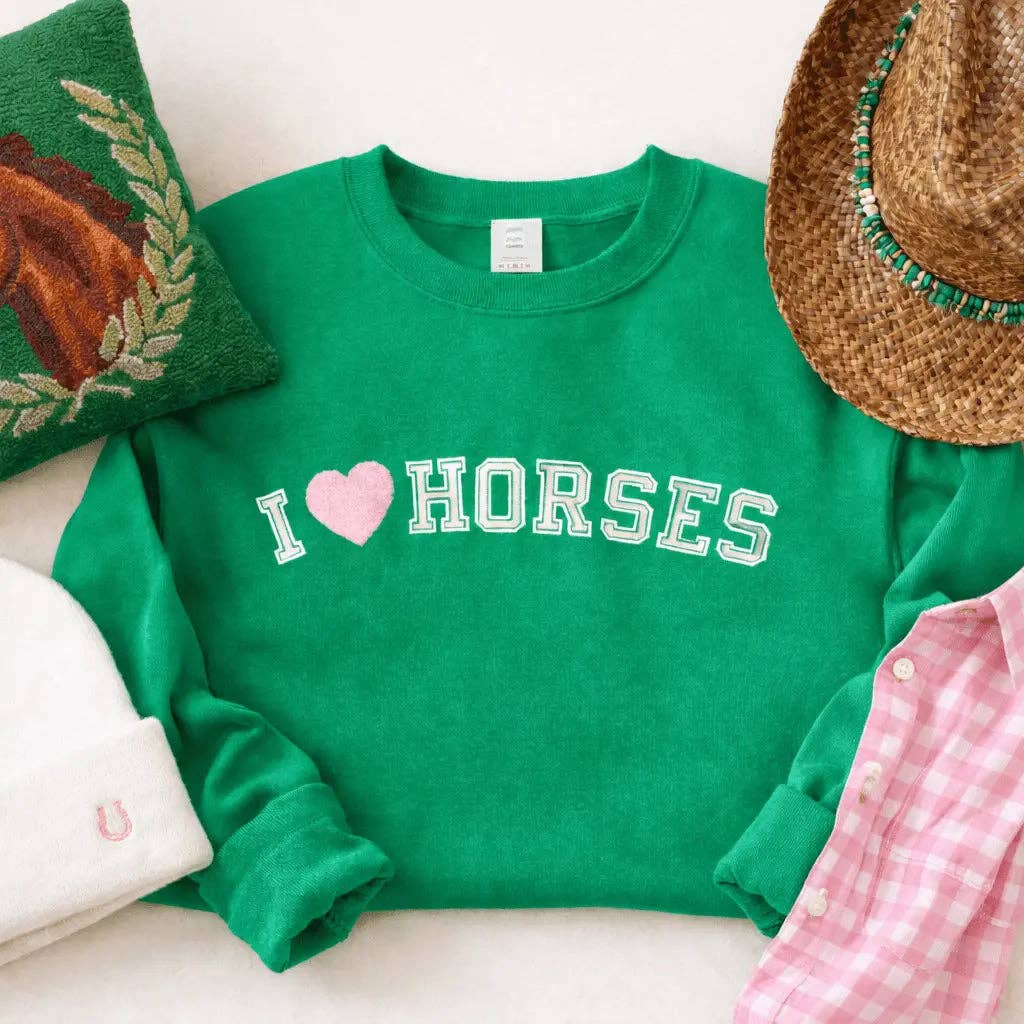 I Love Horses Sweatshirt (Green)