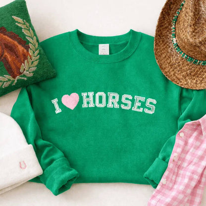 I Love Horses Sweatshirt (Green)
