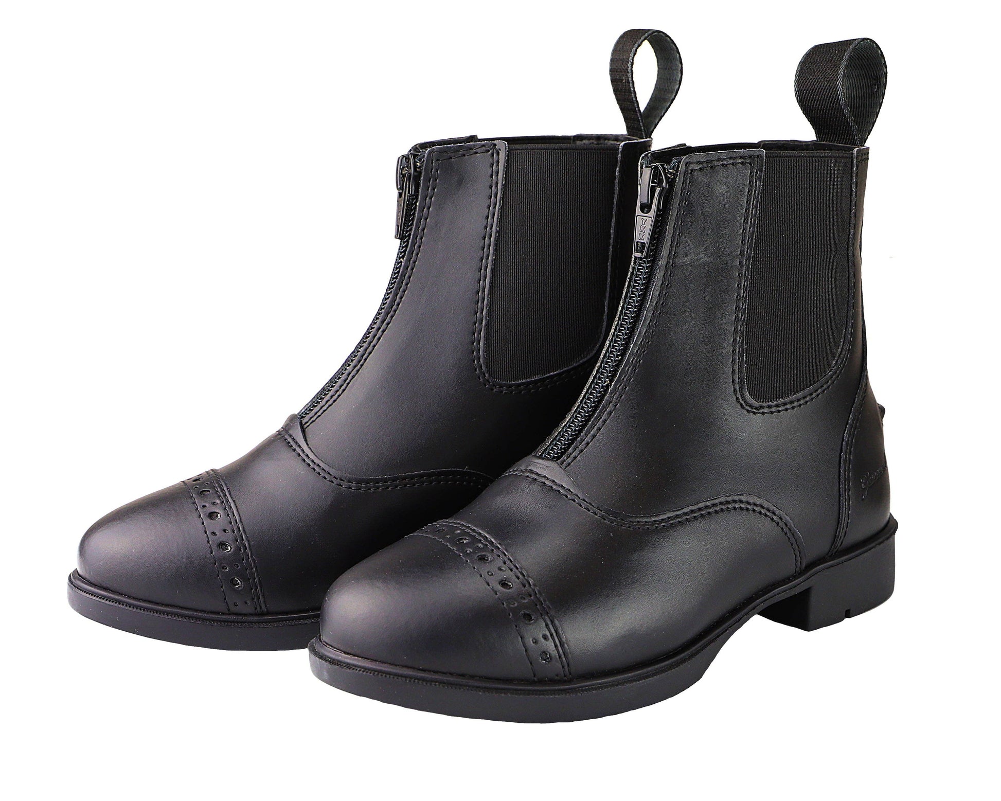 Children's Zip Up Synthetic Paddock Boots: Black / 2 - Riders Choice Supply Co