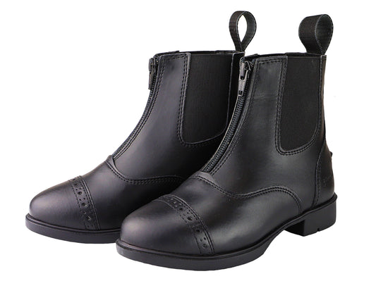 Children's Zip Up Synthetic Paddock Boots: Black / 2 - Riders Choice Supply Co