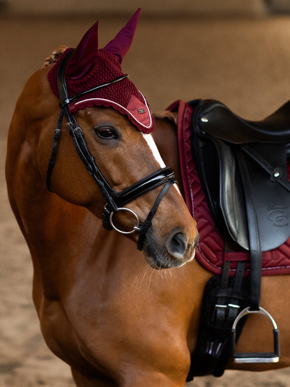 Equestrian Stockholm Ear Bonnet Bordeaux - Full - Riders Choice Supply Co