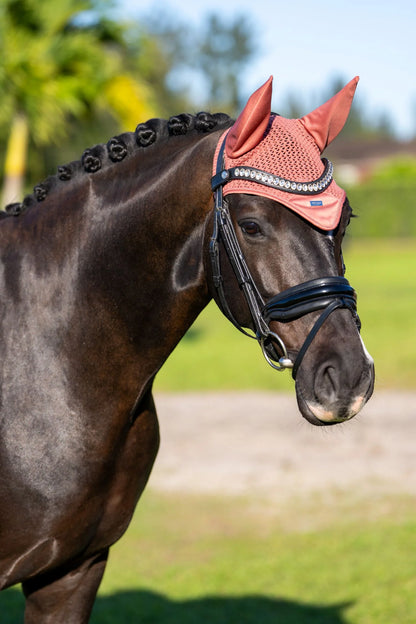 Equestrian Stockholm Ear Bonnet Modern Coral - Full - Riders Choice Supply Co