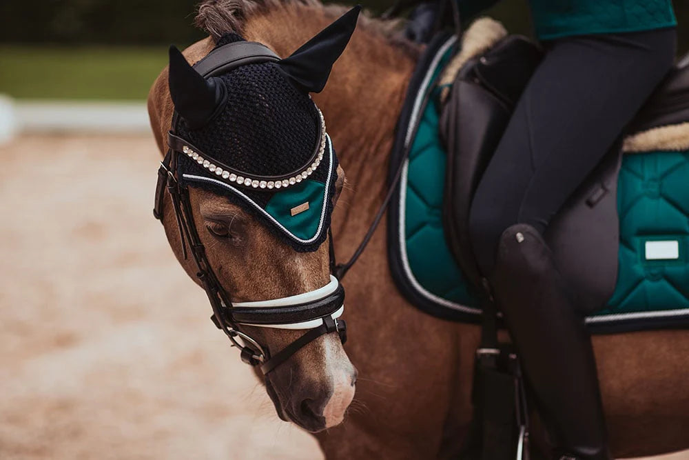 Equestrian Stockholm Ear Bonnet Emerald - Full - Riders Choice Supply Co