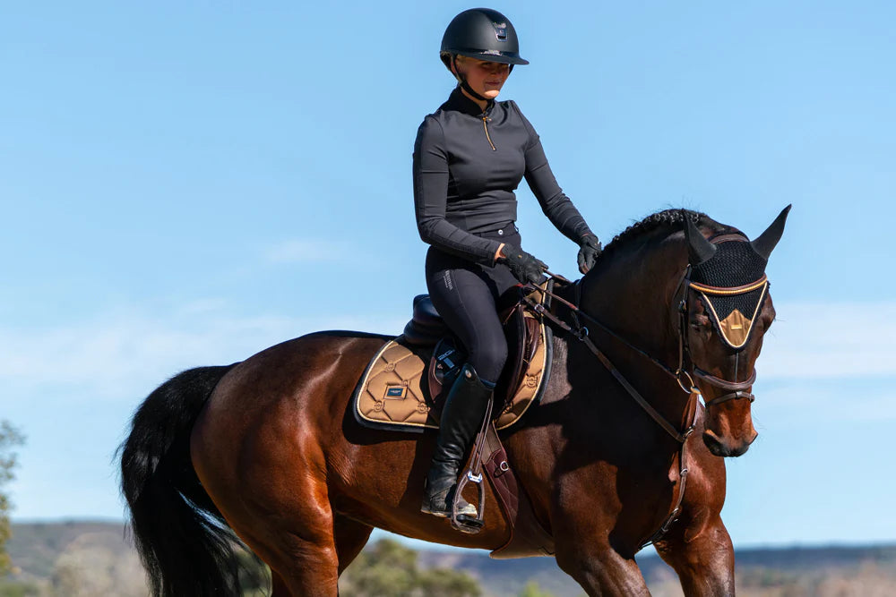Equestrian Stockholm Ear Bonnet Golden Brass - Full - Riders Choice Supply Co