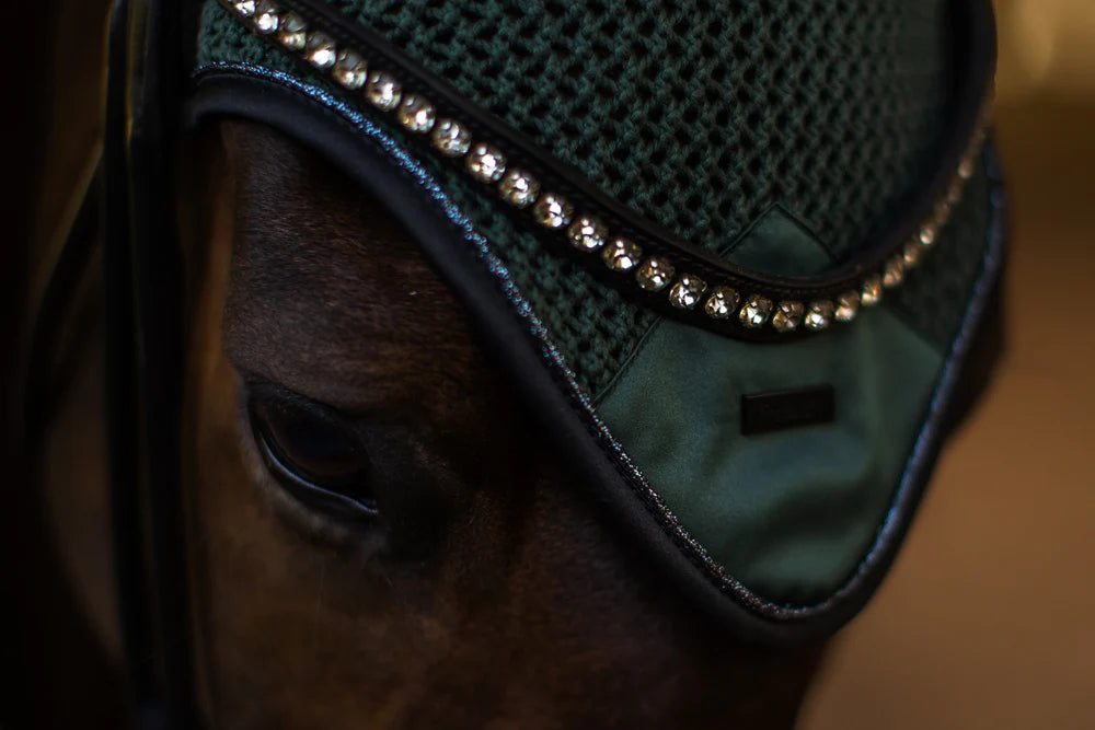 Equestrian Stockholm Ear Bonnet Sycamore Green - Full - Riders Choice Supply Co