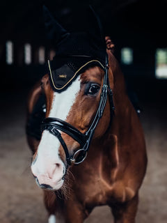 Equestrian Stockholm Ear Bonnet Black Gold - Full
